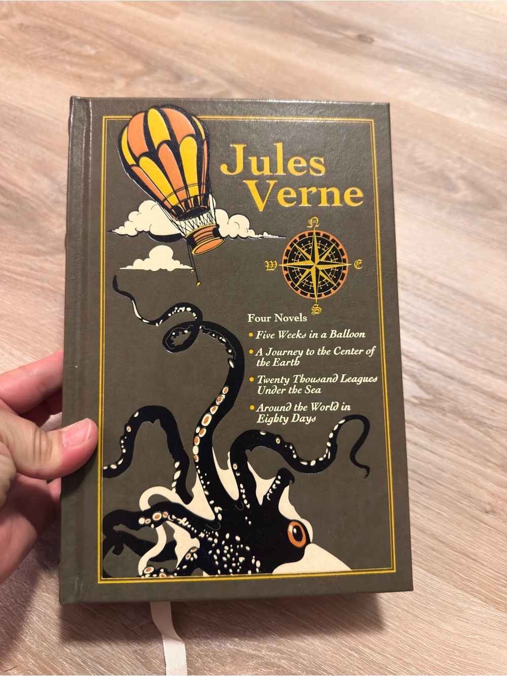 Jules Verne Four Novels Hardcover - Olive Green, Black & Yellow
